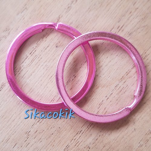 1 anneau simple rond porte-clé métal couleur rose 33mm de diamètre