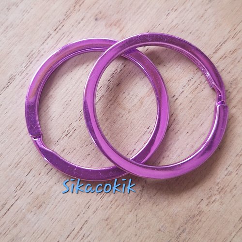 4 anneaux simple rond porte-clé métal couleur violet 33mm de diamètre