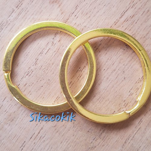 1 anneau simple rond porte-clé métal couleur jaune 33mm de diamètre