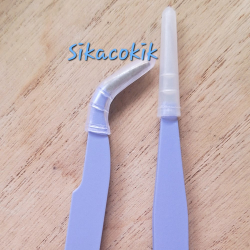 1 kit de 2 pinces à pointes plates et courbées - violet - acier - créations bijou accessoire