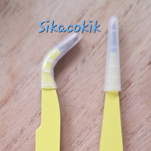 1 kit de 2 pinces à pointes plates et courbées - jaune - acier - créations bijou accessoire