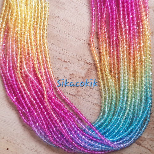 1 enfilade brin de perles rondes 3mm en verre, couleur dégradée, environ 120 perles
