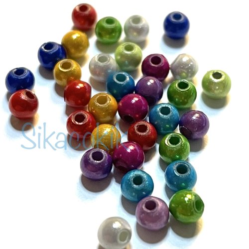 50 perles magiques rondes multi couleurs 4mm