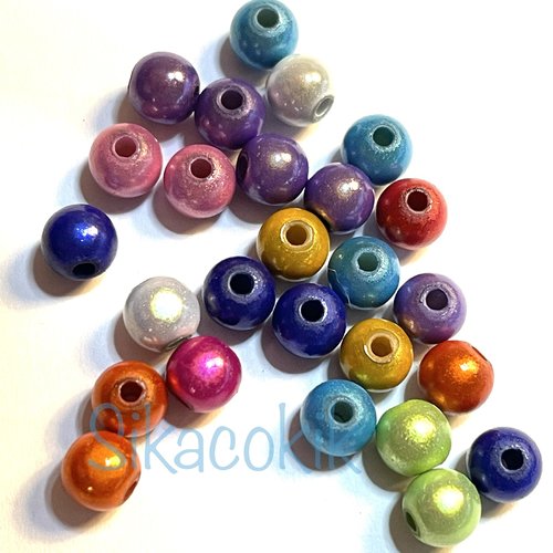 50 perles magiques rondes multi couleurs 6mm