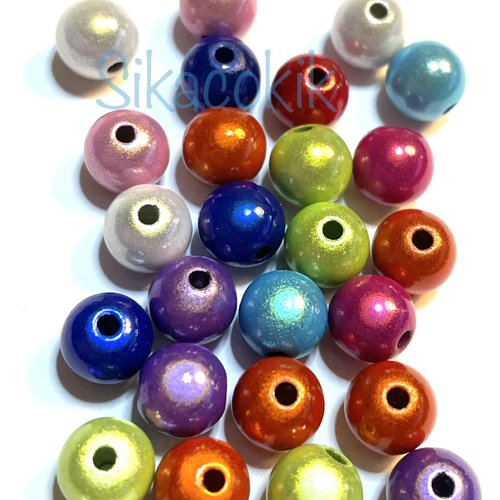 50 perles magiques rondes multi couleurs 8mm