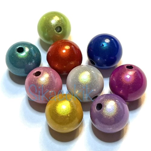 25 perles magiques rondes multi couleurs 10mm