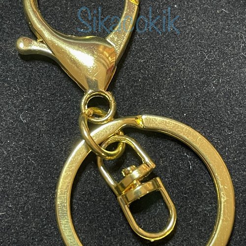 3 porte-clefs mousqueton + anneau doré 70*30mm