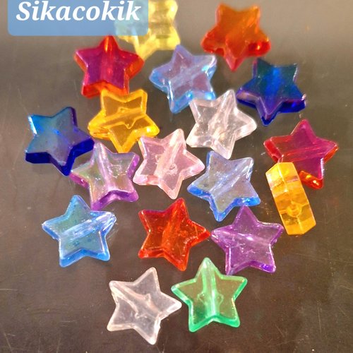 50 perles étoile ab différentes couleurs