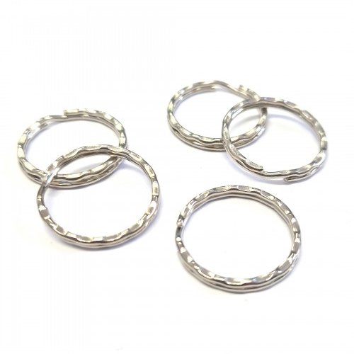 10 anneaux simple porte-clé métal argent 25mm de diamètre