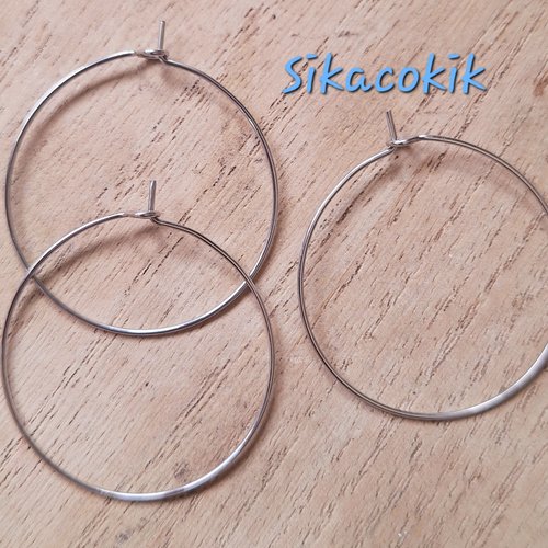 10 boucles oreilles acier inoxydable boucle créole couleur argent 30mm