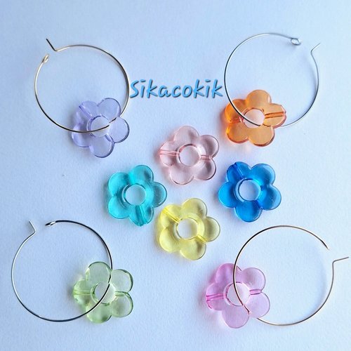 Kit boucles d'oreilles fleurs 16mm et boucles en acier