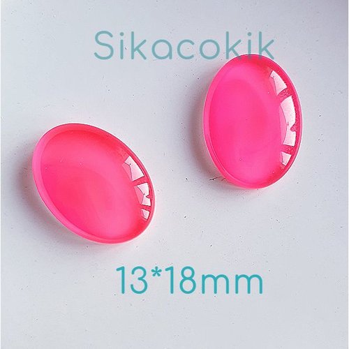 1 cabochon ovale 13*18mm rose fluo