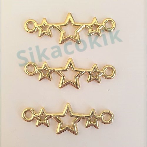 5 connecteur enfilade étoile en métal doré