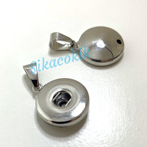 2 supports boutons pression snap argenté (18/20mm)