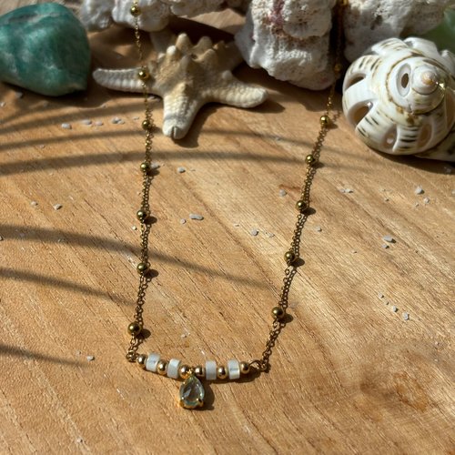 Collier nacre et pendentif amazonite adria