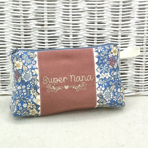 Trousse à maquillage fleurs "super nana"