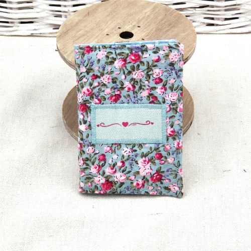 Porte cartes turquoise et rose