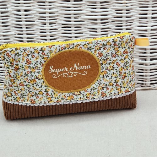 Trousse de toilette velours ocre