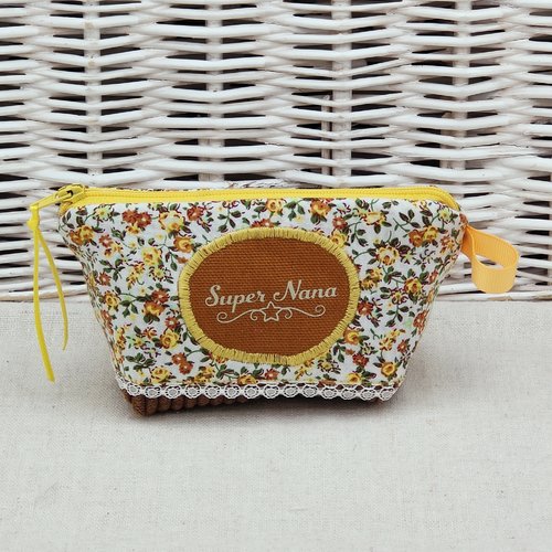 Porte monnaie velours ocre
