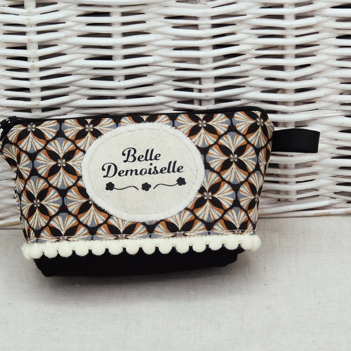 Porte monnaie noir et beige