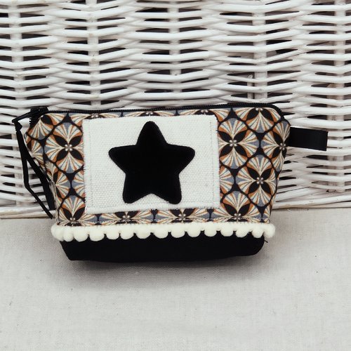 Porte monnaie noir et beige