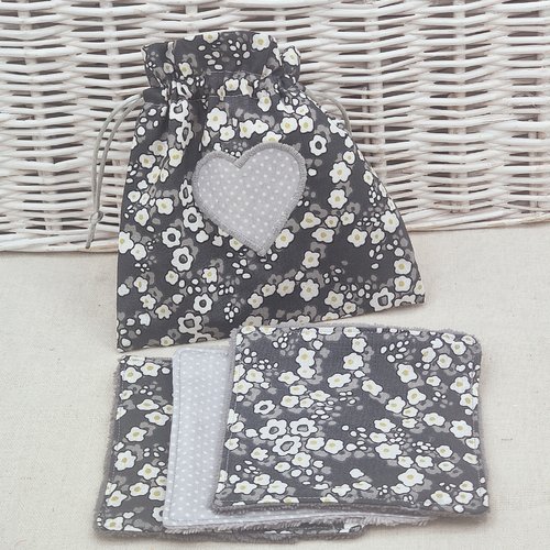 Pochette + 3 lingettes bambou