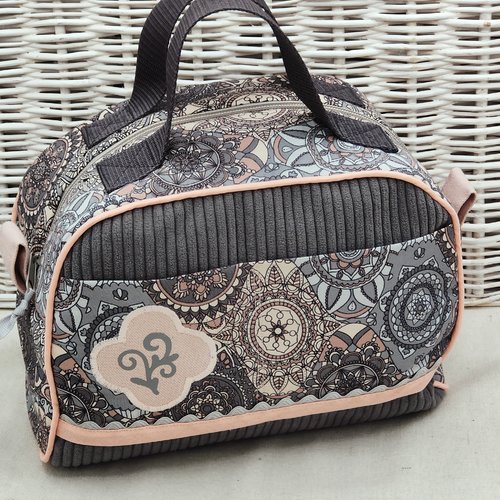 Vanity velours gris et rose