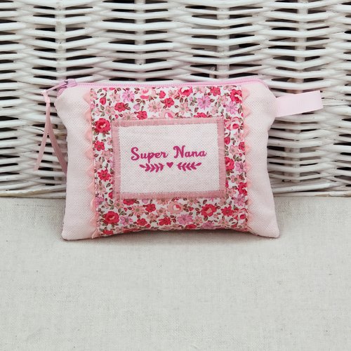 Porte monnaie plat liberty rose