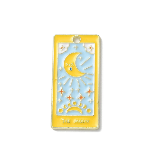 Pendentif médaille tarot 30 mm en métal doré émaillée pendentif porte bonheur lune