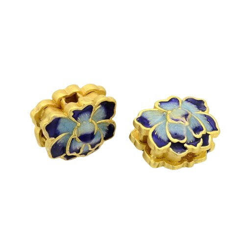 Perle fleur de lotus doré 11 mm perle fleur émaillée