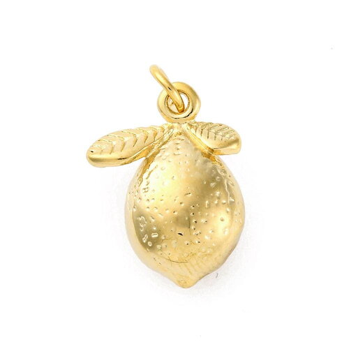Pendentif fruit en acier inoxydable doré 16,5 mm breloque fruit citron
