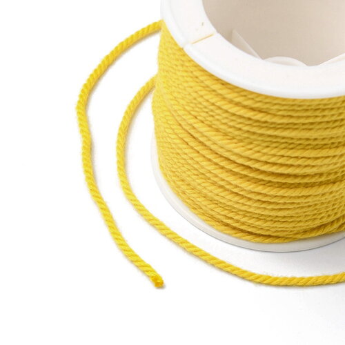 Cordon en coton tressé jaune 1,2 mm cordon pour bijoux en coton cordon scrapbooking longueur 1 mètre