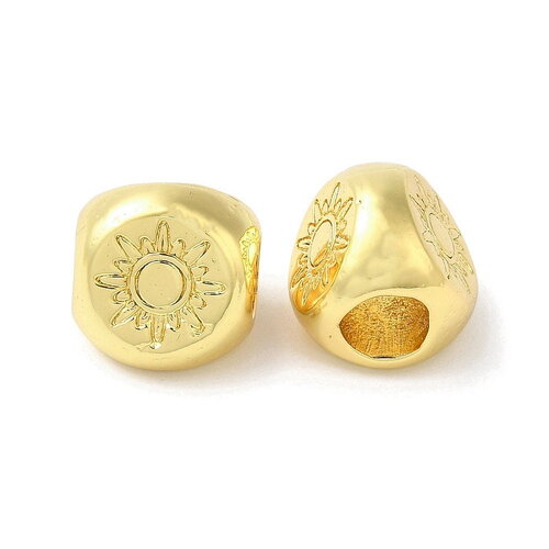 Perle soleil doré 11 mm perle avec gros trou