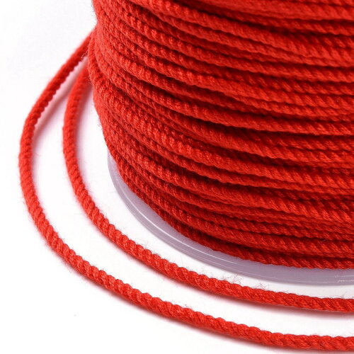 Cordon en coton rouge tressé 1,2 mm cordon pour bijoux en coton cordon scrapbooking longueur 1 mètre