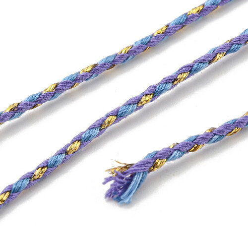 Cordon en coton tressé orchidée fil doré 1,5 mm-2 mm cordon multicolore pour cordon bijoux en coton pour scrapbooking longueur 1 mètre