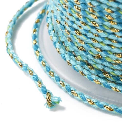 Cordon en coton tressé bleu fil doré 1,5 mm-2 mm cordon multicolore pour cordon bijoux en coton pour scrapbooking longueur 1 mètre