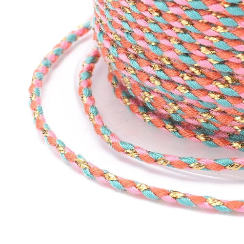 Cordon en coton tressé fil doré 1,5 mm-2 mm cordon multicolore pour cordon bijoux en coton pour scrapbooking longueur 1 mètre