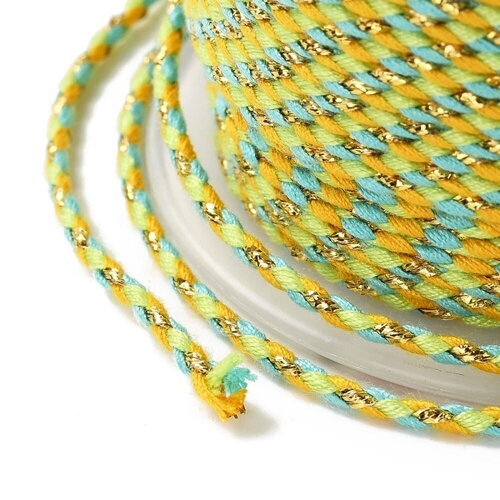Cordon en coton tressé bleu orange fil doré 1,5 mm-2 mm cordon multicolore pour cordon bijoux en coton pour scrapbooking longueur 1 mètre