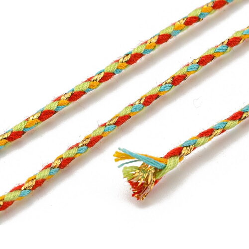 Cordon en coton tressé vert rouge fil doré 1,5 mm-2 mm cordon multicolore pour cordon bijoux en coton pour scrapbooking longueur 1 mètre