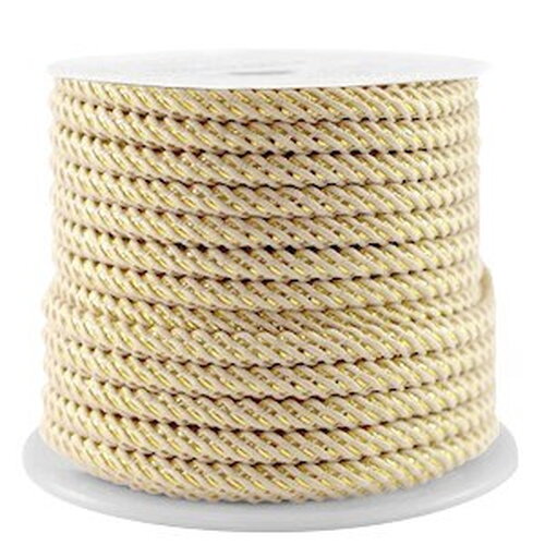 Cordon en polyester 3 mm cordon pour bijoux cordelette sable et doré longueur 1 mètre