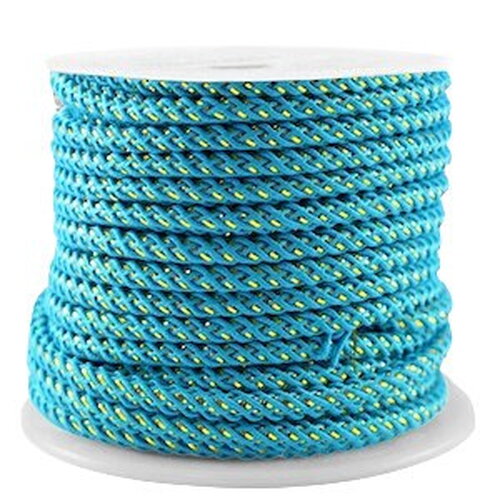 Cordon en polyester 3 mm cordon pour bijoux cordelette bleu sarcelle et doré longueur 1 mètre