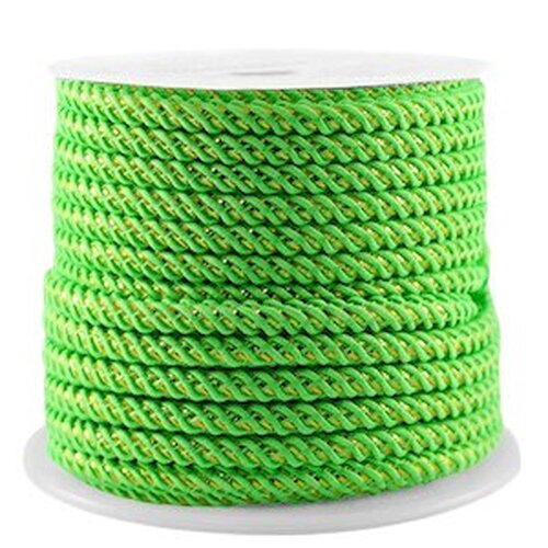 Cordon en polyester 3 mm cordon pour bijoux cordelette vert et doré longueur 1 mètre