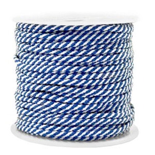 Cordon en polyester multicolore 2 mm cordon pour bijoux cordelette bleu et blanc longueur 1 mètre