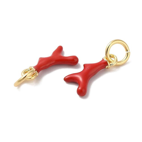 Mini breloque corail 11 mm plaqué or 18k rouge breloque branche de corail