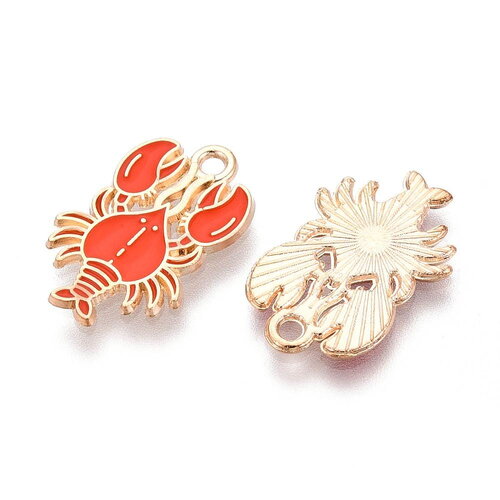 10 breloques homard rouge email 20 mm