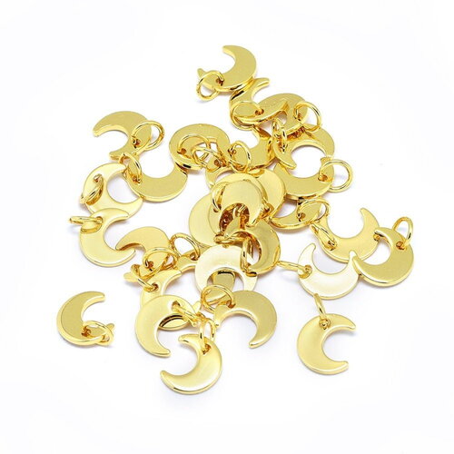 5 pendentifs lune doré plaqué ou 18k breloque lune doré 9mm