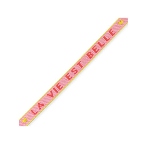 1 métré ruban à message tissé la vie est belle ruban pour bracelet 10 mm de largeur texte la vie est belle - 84195