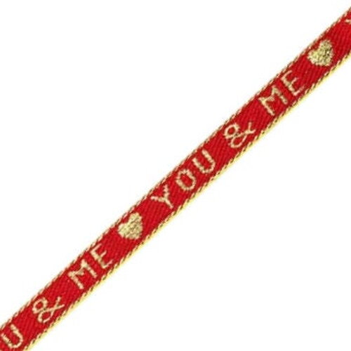 1 métré ruban à message tissé you &amp; me ruban pour bracelet 10 mm de largeur