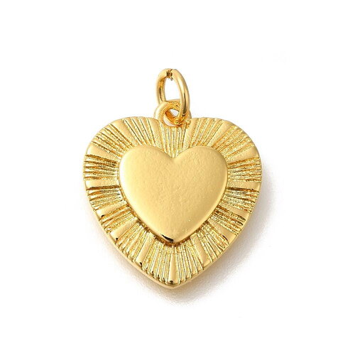 Pendentif cœur doré en laiton plaqué or 18k cœur doré