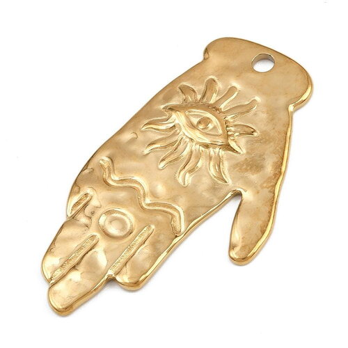 Pendentif main protectrice en acier inoxydable – symbole spirituel avec il mystique